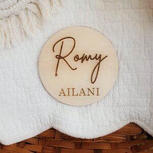 Personalized Baby Name Announcement, Engraved Wood Plaque, Photo Prop